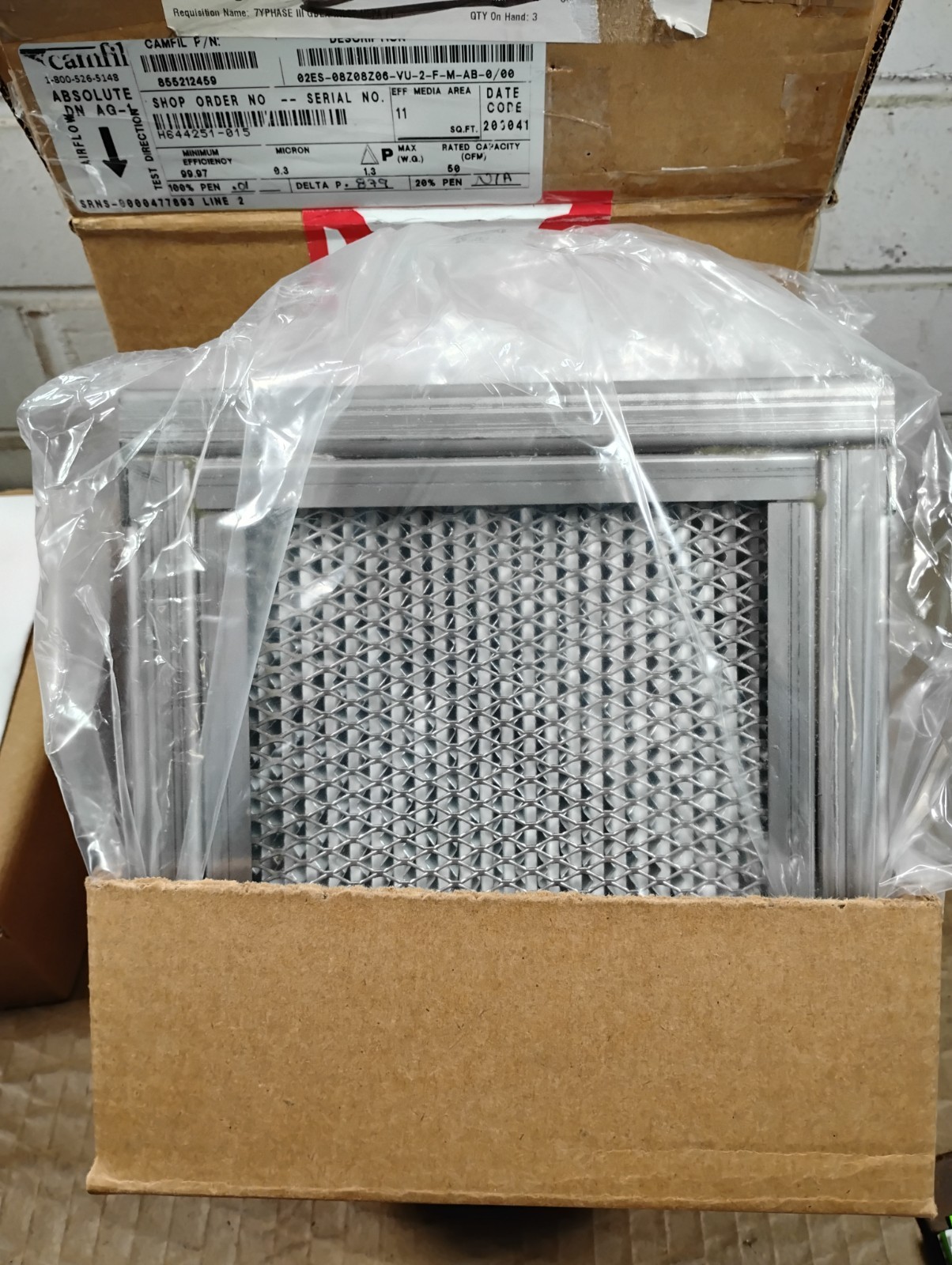 Camfil HEPA Air Filter Unit – 50cfm – 0.3 Micron – 99.99% Eff. – 855212459