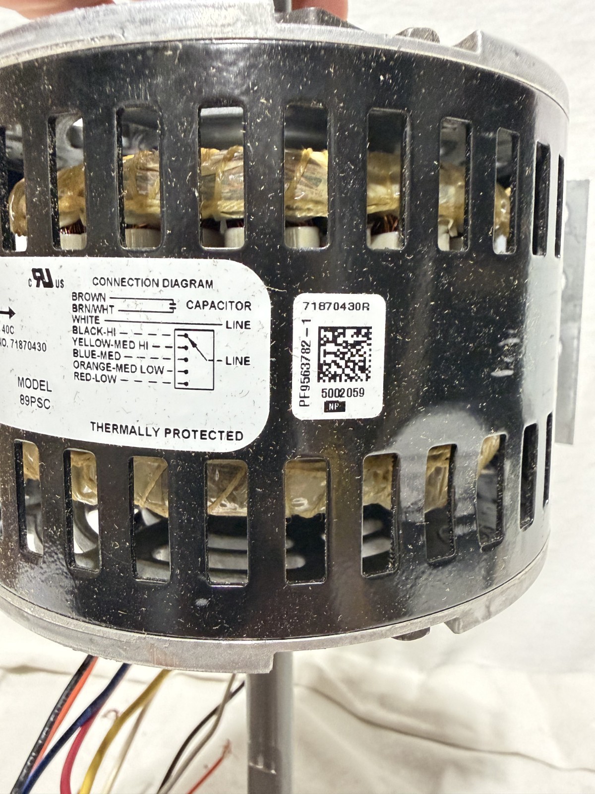 Century 89PSC Fan Coil & Air Conditioner Motor, 1/10 HP, 1Phase, 115V 5 Speed