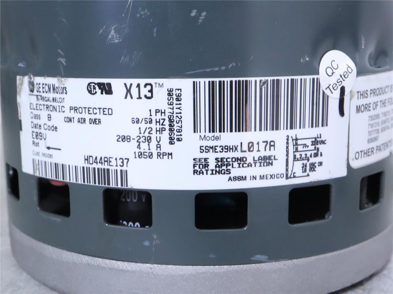 GE Motors X13 ECM Blower Motor 5SME39HXL017A 1/2HP 208-230V 1050RPM HD44AE137