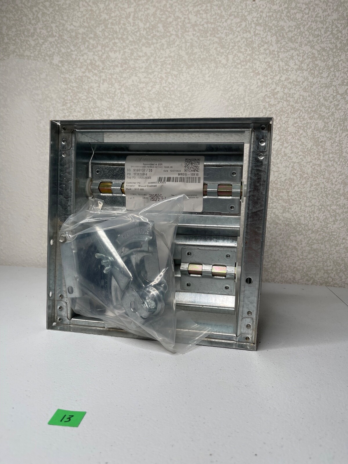 New Greenheck MBD15-10×10 Manual Balancing Damper