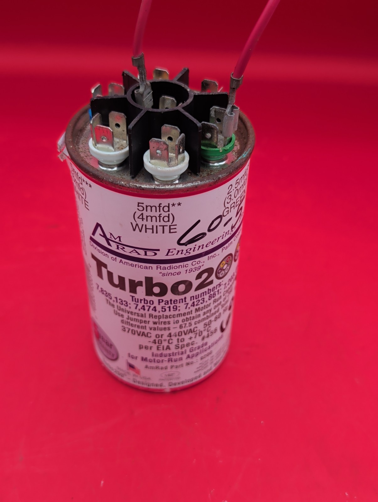Turbo200 UNIVERSAL MOTOR – RUN CAPACITOR AMRAD W/ 1 Jumpers