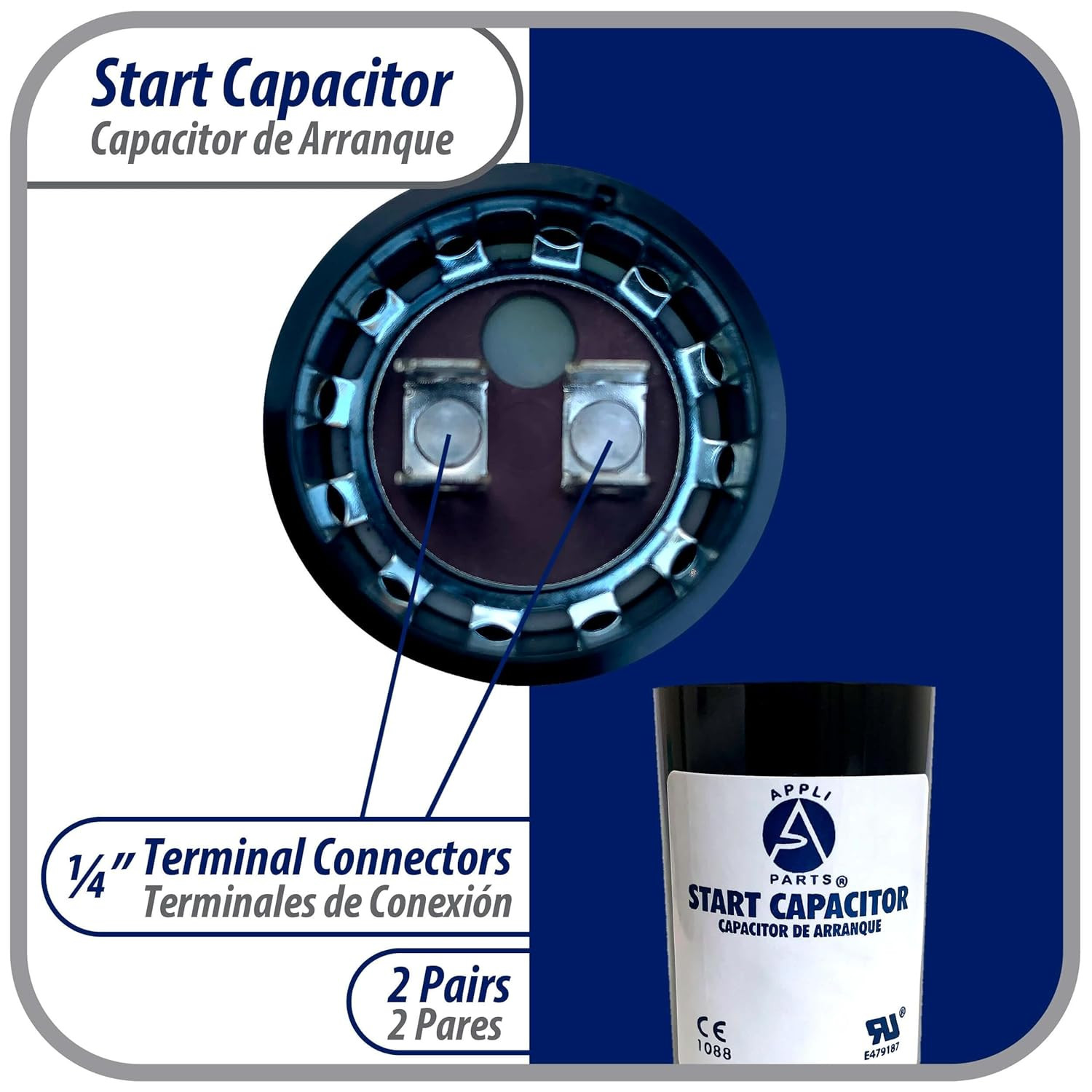 Appli Parts CON-88-110 Motor Start Capacitor 80-106 MFD uF, 110-125 VAC. Univers
