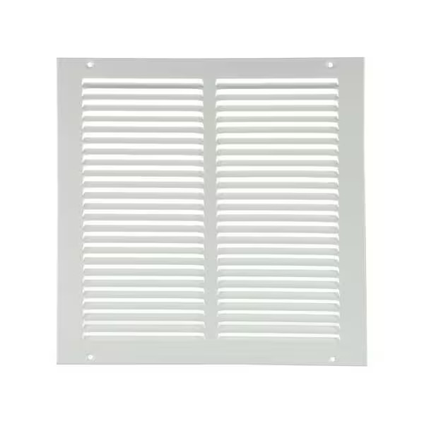 Ceiling/Wall Return Air Grille, 12 in W x 12 in H Opening, 402cfm, White, Steel,