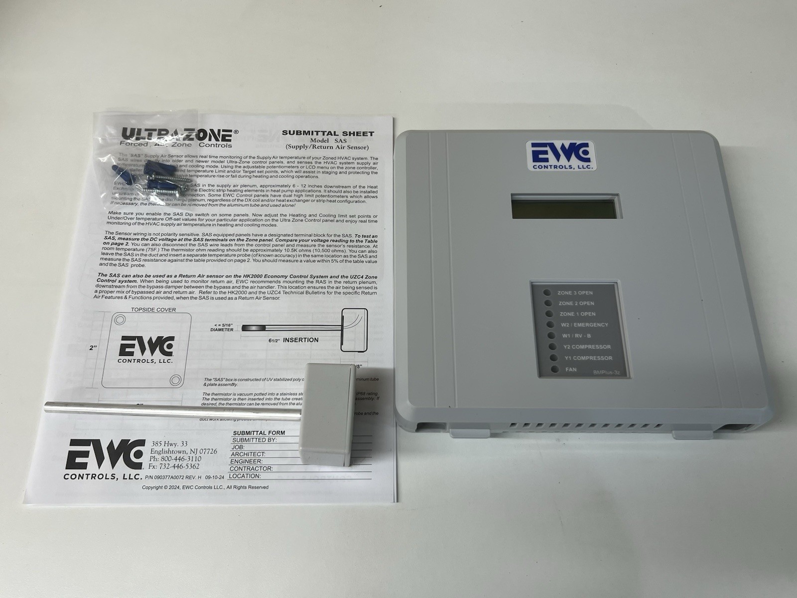 EWC Controls BMPLUS-3Z 3 Heat/2 Cool Heat Pump & Dual Fuel 3-Zone Control Panel