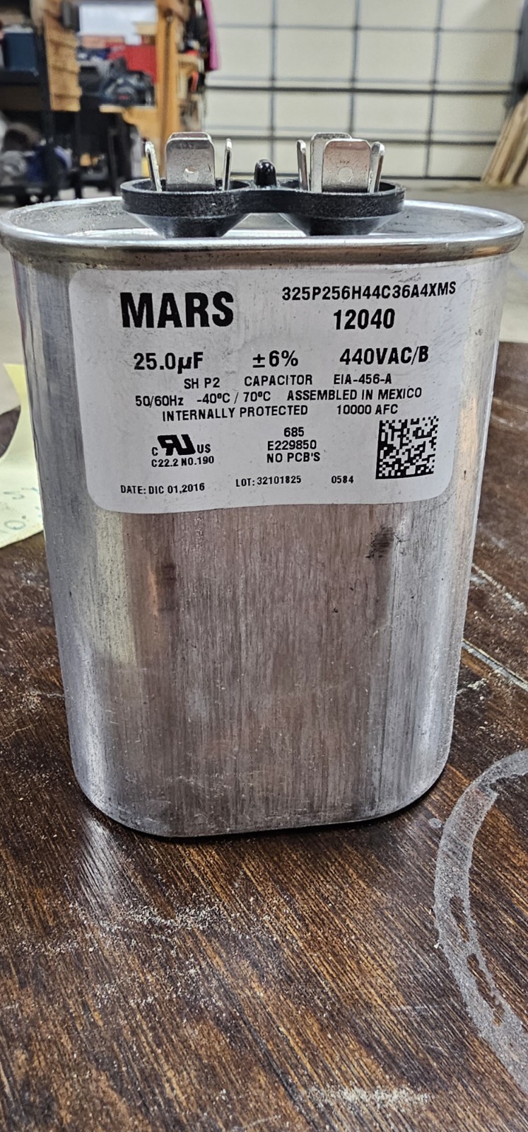 MARS 12040 Oval Run Capacitor 25 uF MFD 370/440 VAC AC Motor HVAC…
