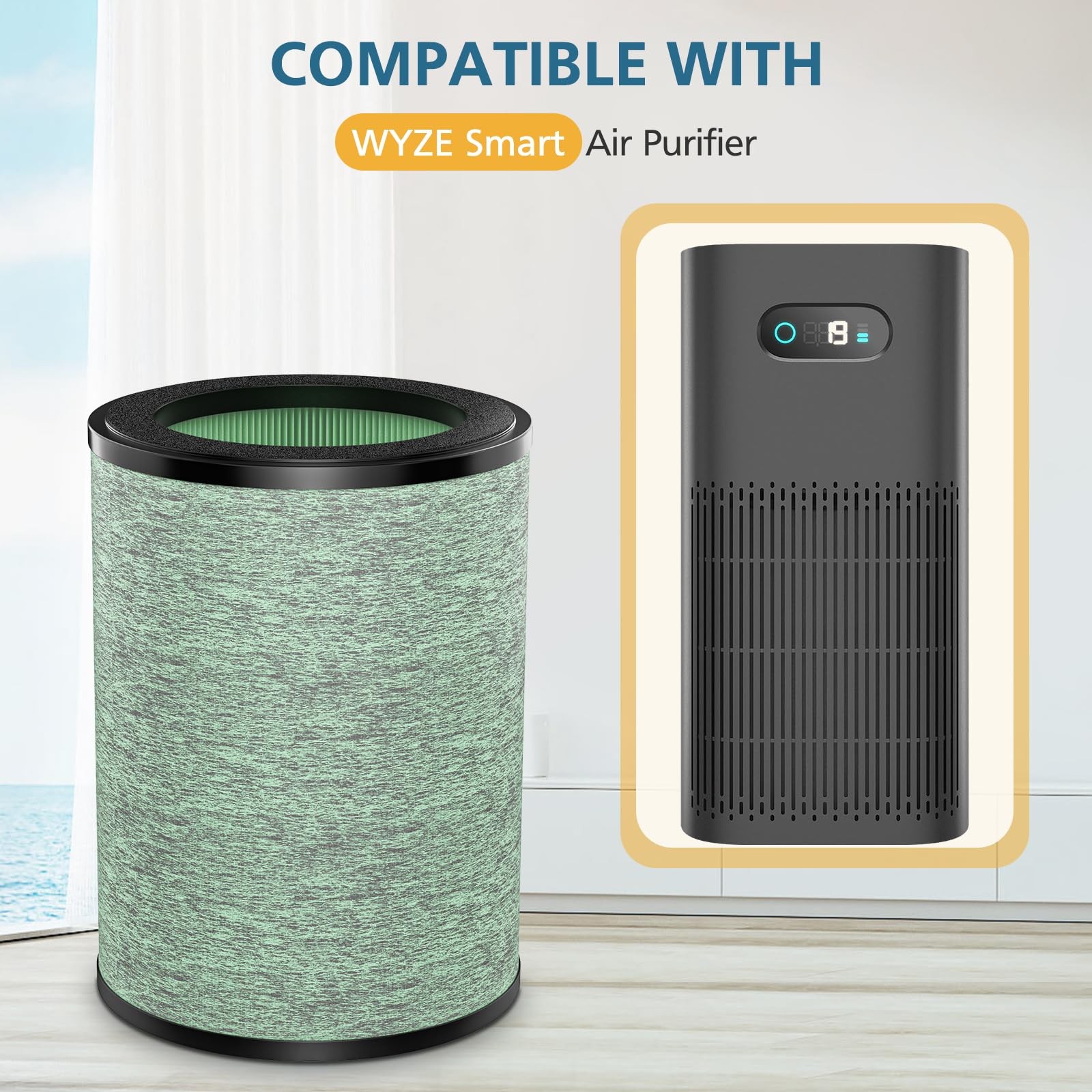 2Pcs Air Purifier Replacement Filter WYZE 4 In 1 HEPA Carbon Standard Compatible