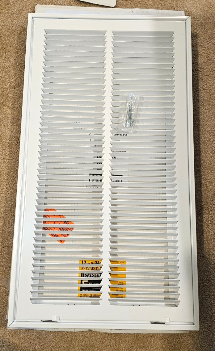 Everbilt 12 in. x 24 in. Steel Return Air Filter Grille in White
