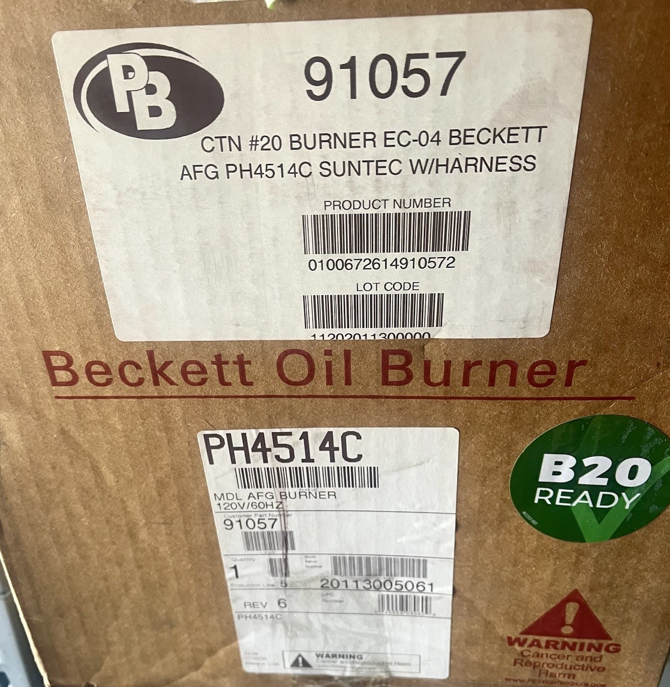 Beckett AFG Oil Burner For Peerless EC 04 Boiler And Others 91057 PH4514C