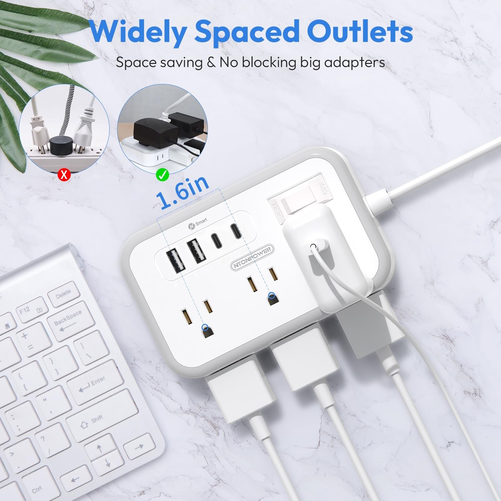 Two 25 FT 11-in-1 & 10-in-1 Extension Cord, 8 AC Outlet with 3 USB & 6 AC Out…