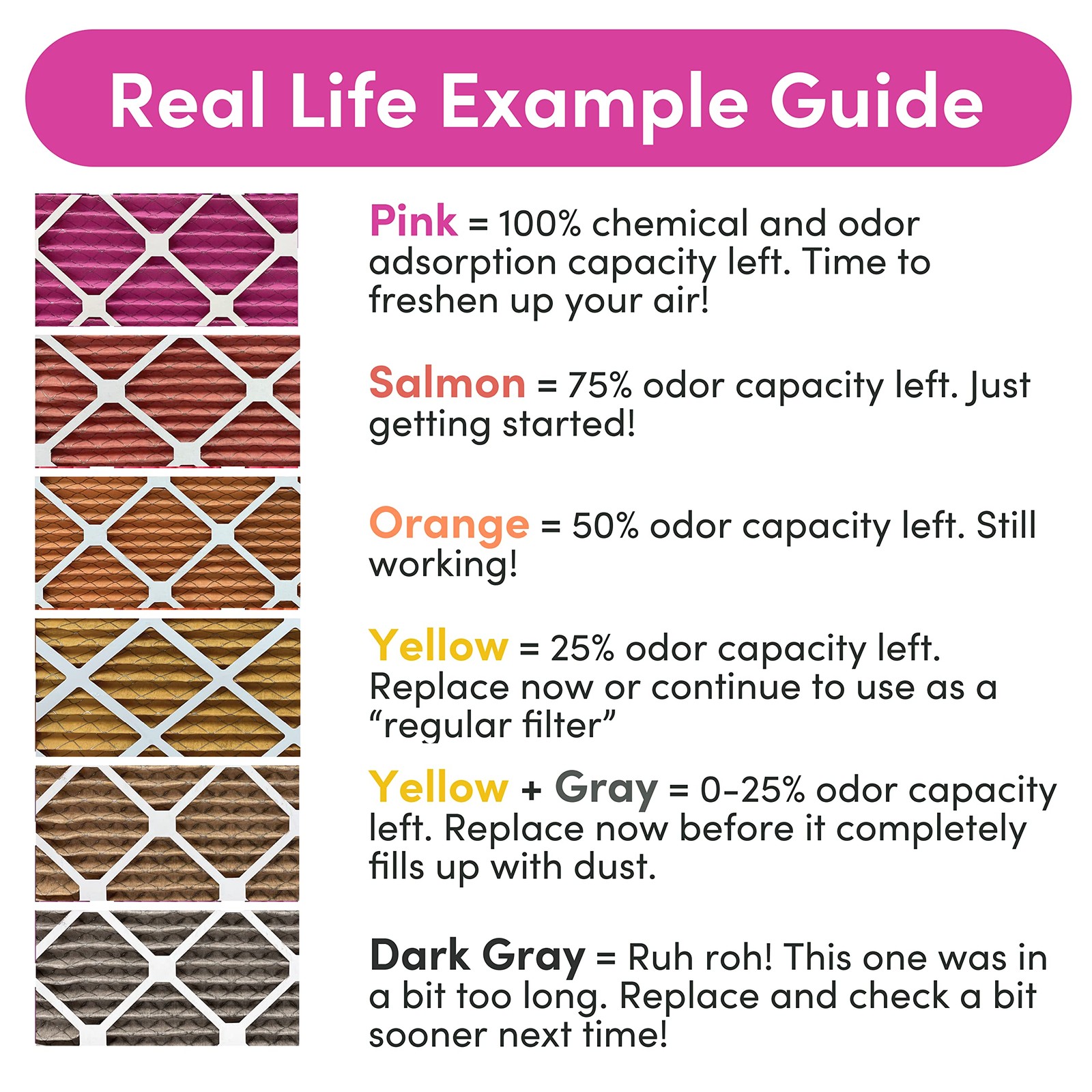 Colorfil 16x25x1 Air Filter (6-Pack) | Made in the USA | Color 16″ x 25″ x 1″