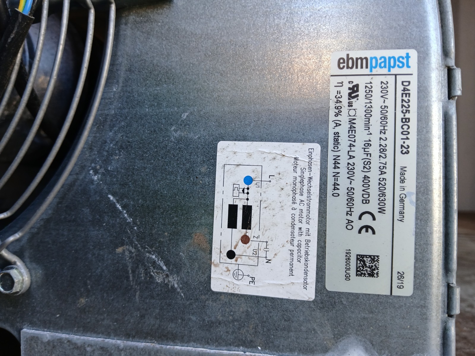 ebmpapst D4E225-BC01-23 Centrifigul AC Motor Fan Blower