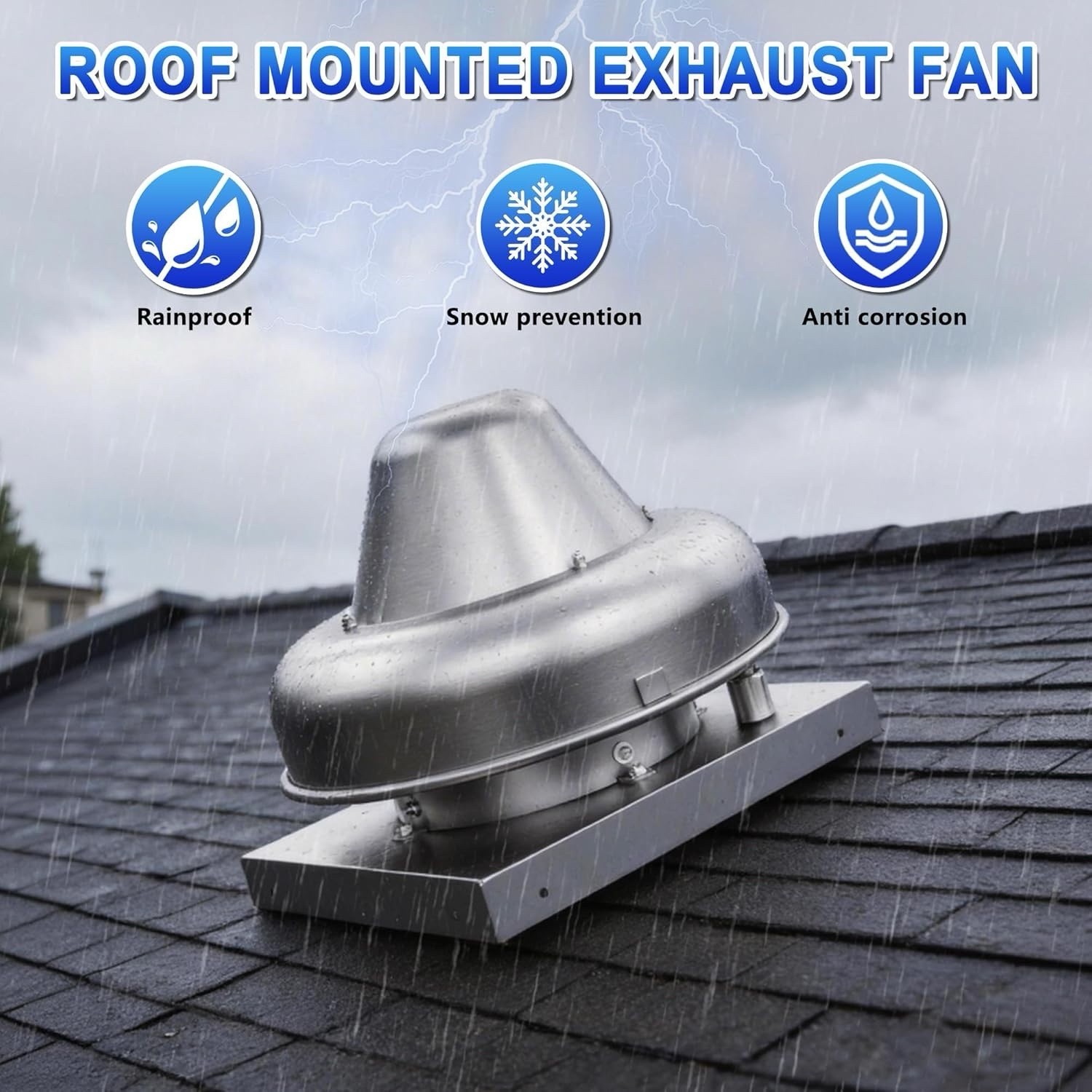 Direct Drive Centrifugal Downblast Roof Mounted Exhaust Fan 19″ Base Industrial