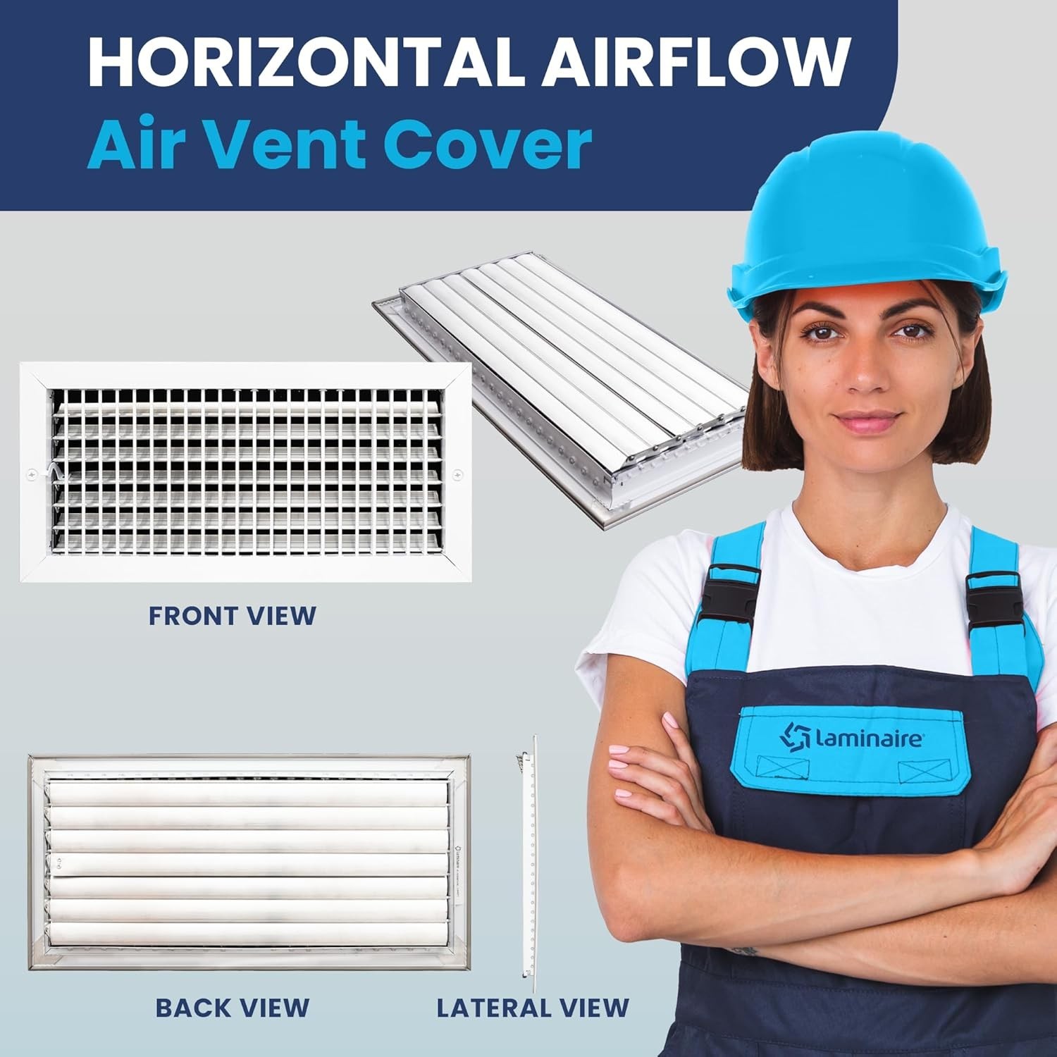 ACLAMINAIRE 18×8 Duct Opening Adjustable Aluminum HVAC Register Vent Cover Grill
