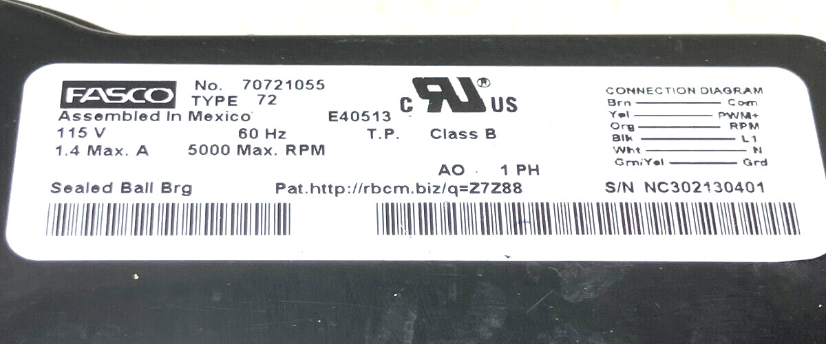 Fasco 70721055 Goodman 0131M00921 Furnace Draft Inducer Motor Type 72 used #L33