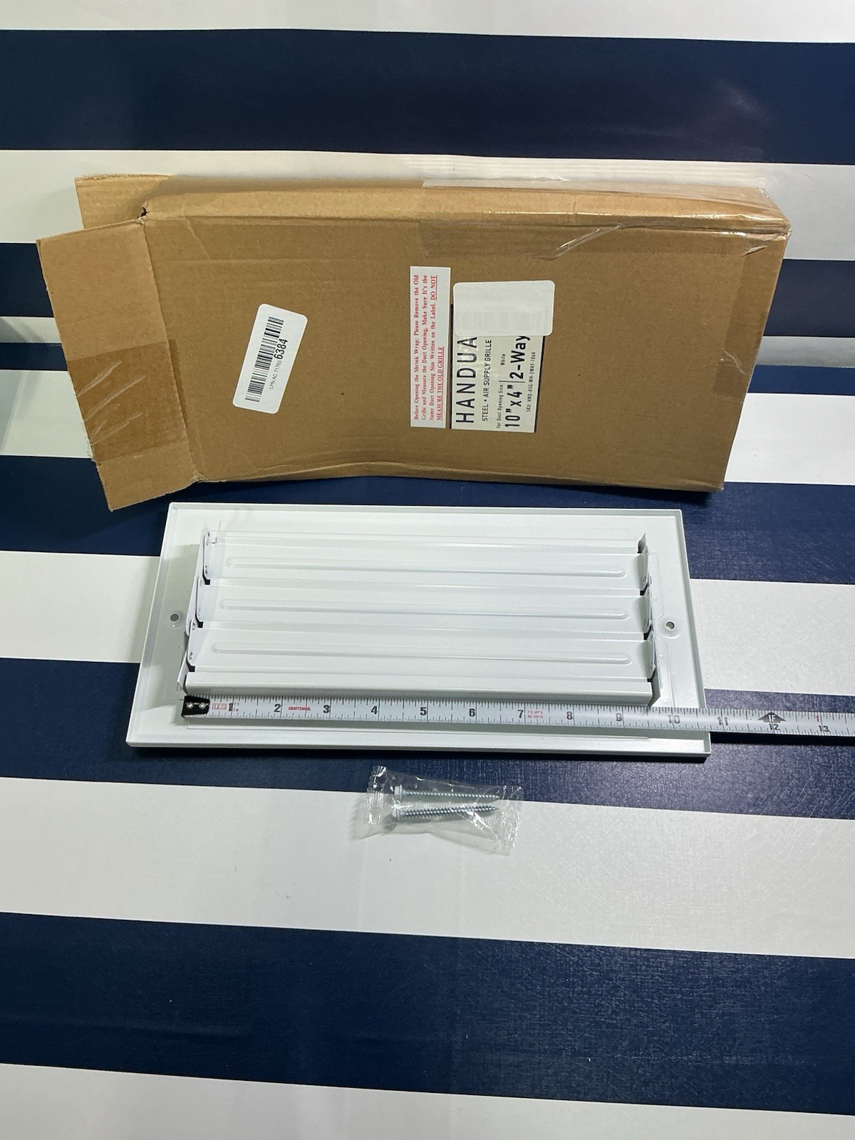 Fits 10×4 Duct Opening 2 Way Steel Air Supply Diffuser, Register Vent Cover Whit