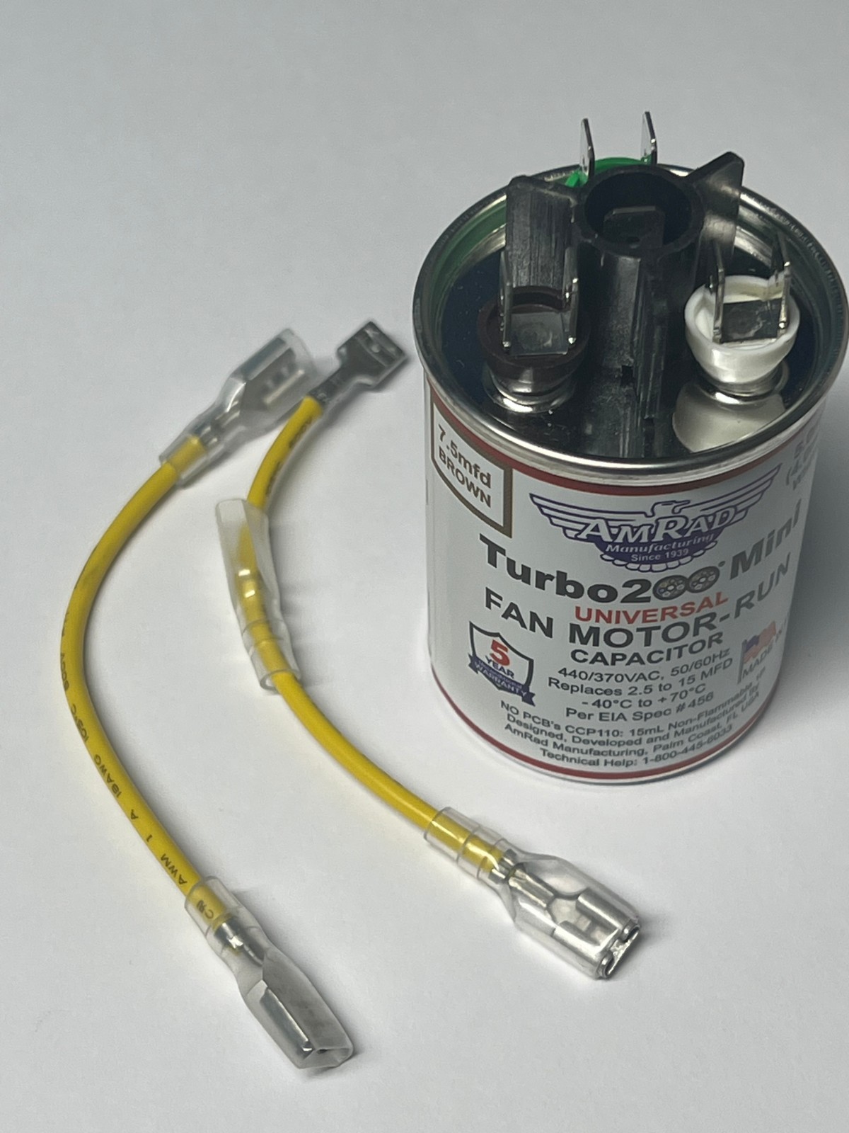 Turbo200 Mini UNIVERSAL FAN MOTOR-RUN CAPACITOR 2.5 TO 15 MFD 440/370VAC
