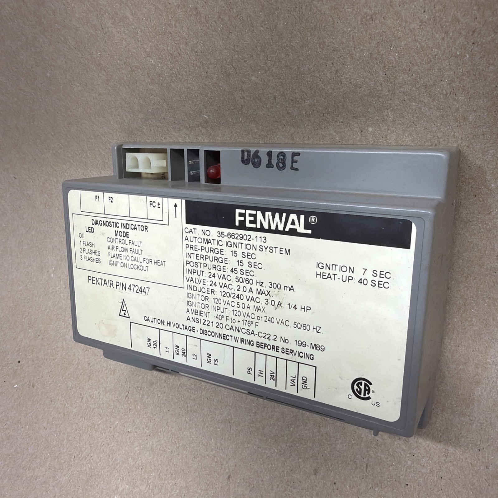 Fenwal 35-662902-113 Automatic Ignition Control System, PENTAIR 472447