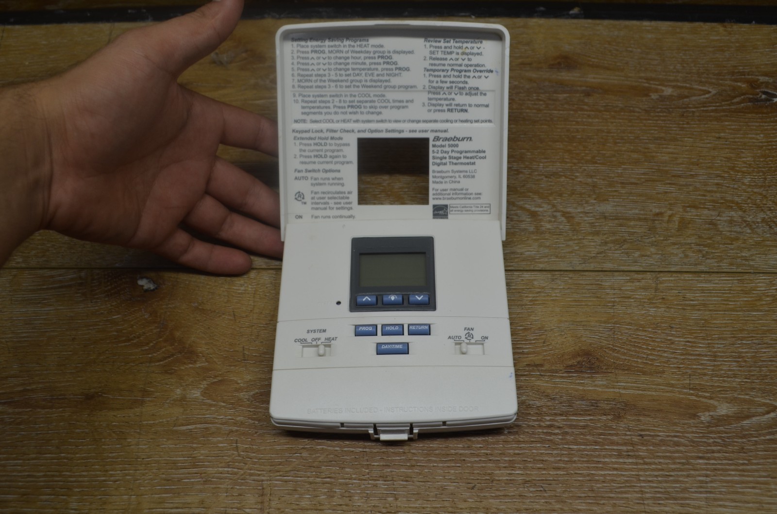 Braeburn 5000 5-2 Day Premier Programmable Backlit Digital Thermostat 1-H 1-C