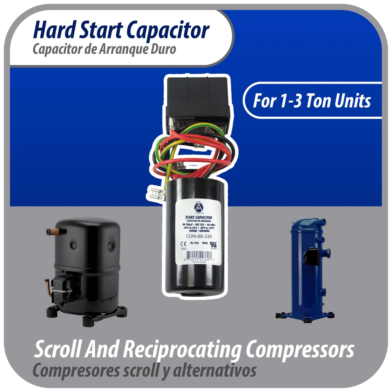 Appli Parts APHS-1 1 to 3 TON Hard Start kit 208-244 V, 1 Ph for air conditioner