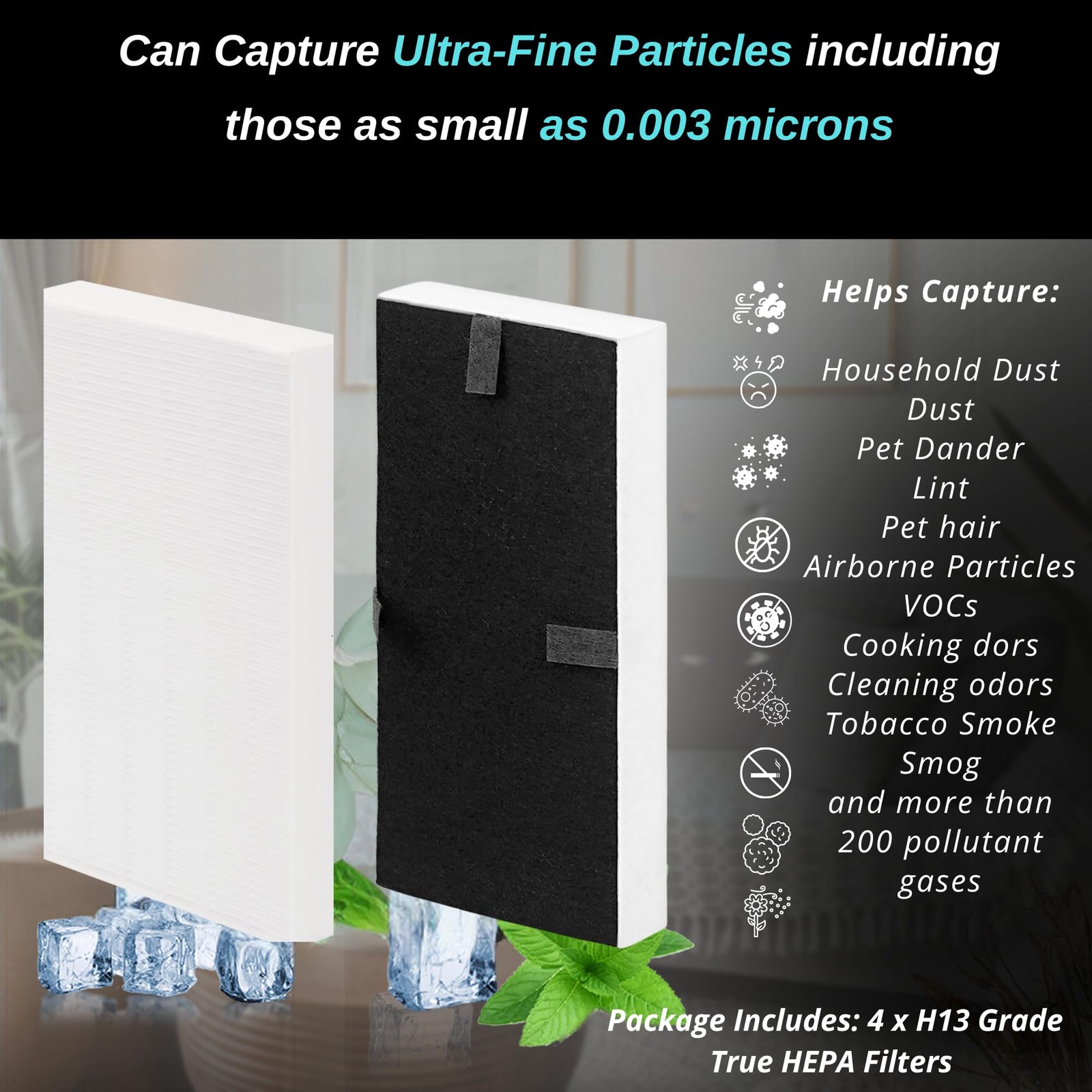 4-Pack HRF-G1/HRF-G2 True HEPA Replacement Filter (G) Compatible with…