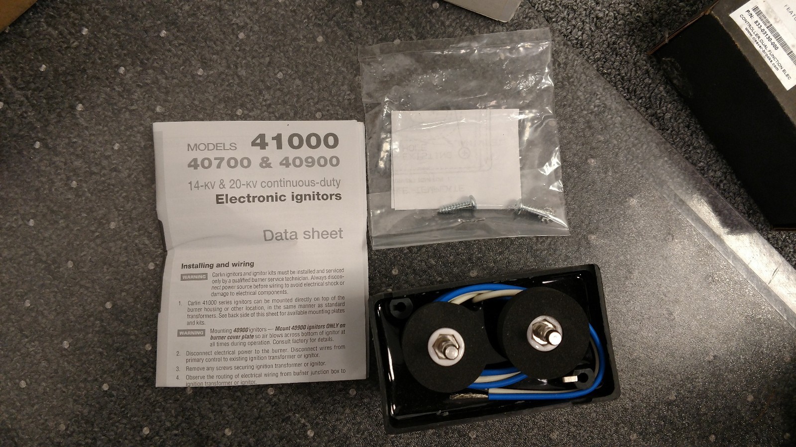 Carlin 41000 Constant Duty Electric Ignitor Branded for Cleaver Brooks 832-2451