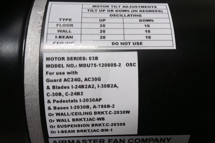 Airmaster Fan 71565 1/3 HP 115VAC 24 In Blade Dia Standard-Duty Industrial Fan