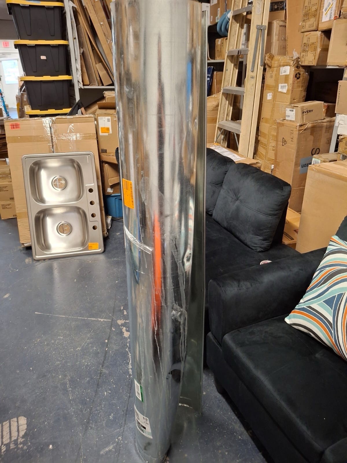 Master Flow 8 in. x 5 ft. Beaded Metal Duct Pipe