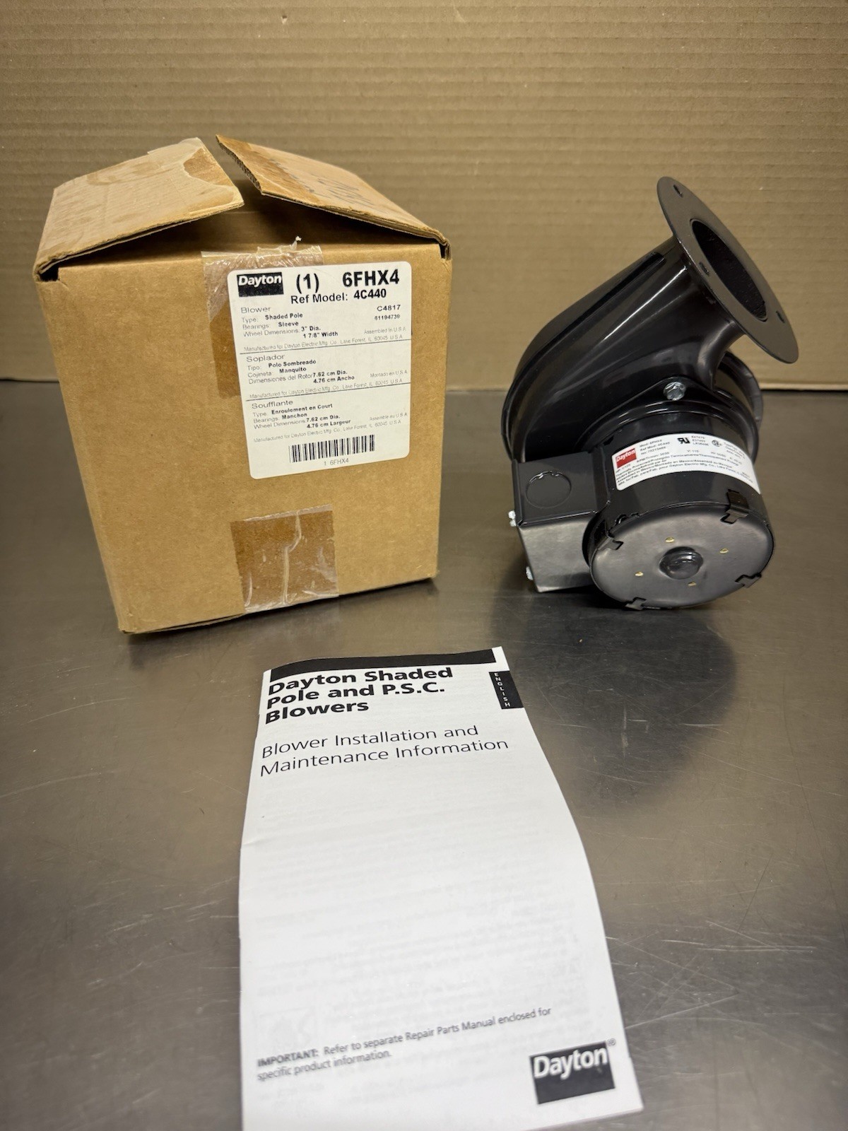 Dayton 6FHX4 Shaded Pole Blower Ref Model 4C440 New Made In USA