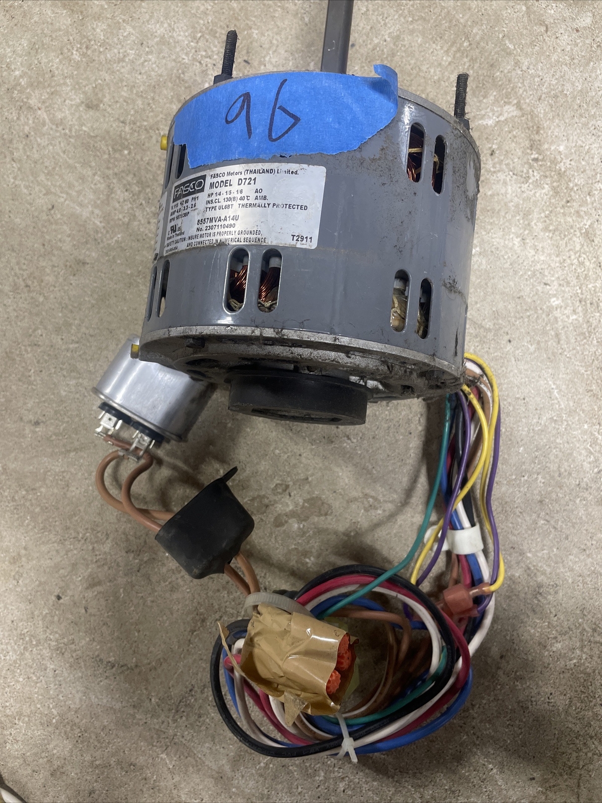 FASCO D721 Direct Drive Blower Motor: 3SP, Open Air-Over, 1/4,1/5,1/6 HP , 115 V