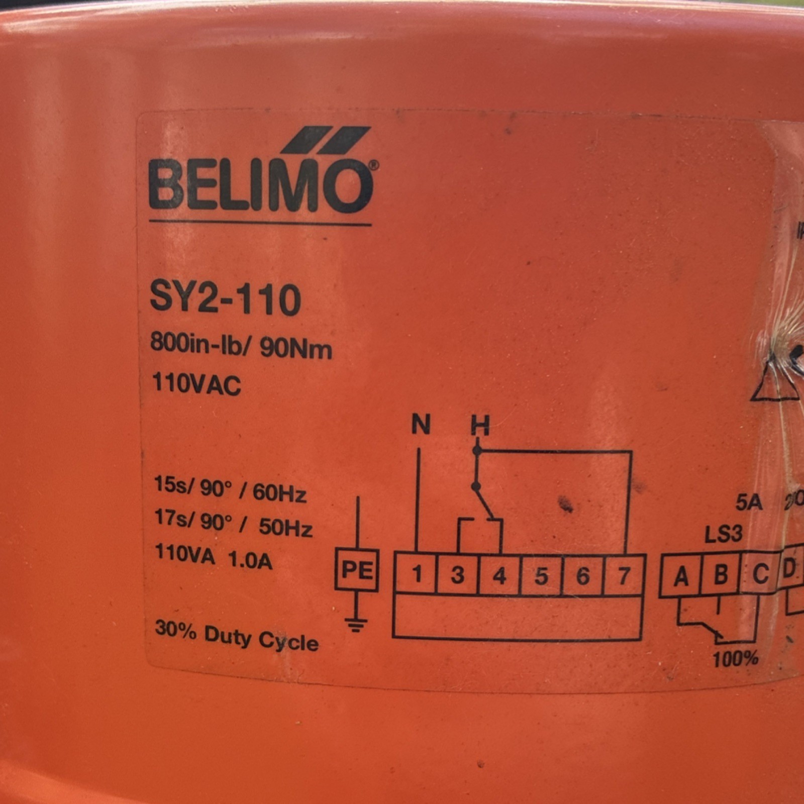Belimo SY2-110 Damper Actuator Corded Electric 110V Metal HVAC MPN SY2-110