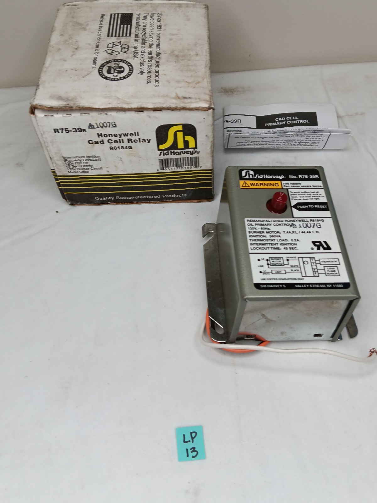 Sid Harvey’s R75-39R, Honeywell R8184G Burner Control CAD Cell Relay, 45 Sec.
