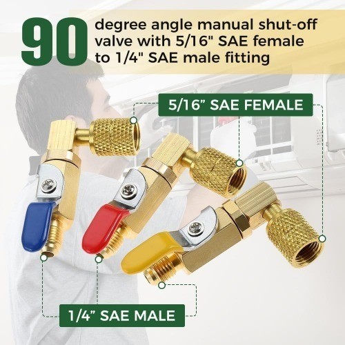 Air Conditioner Refrigerant Ball Valve, R410A Shut-Off Ball Valve 5/16″ SAE Fema