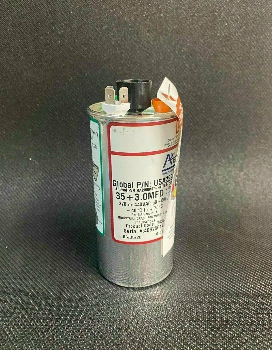 AmRad USA2226BA Run Capacitor 35 + 3 uf MFD 370 / 440 Volt Made in USA