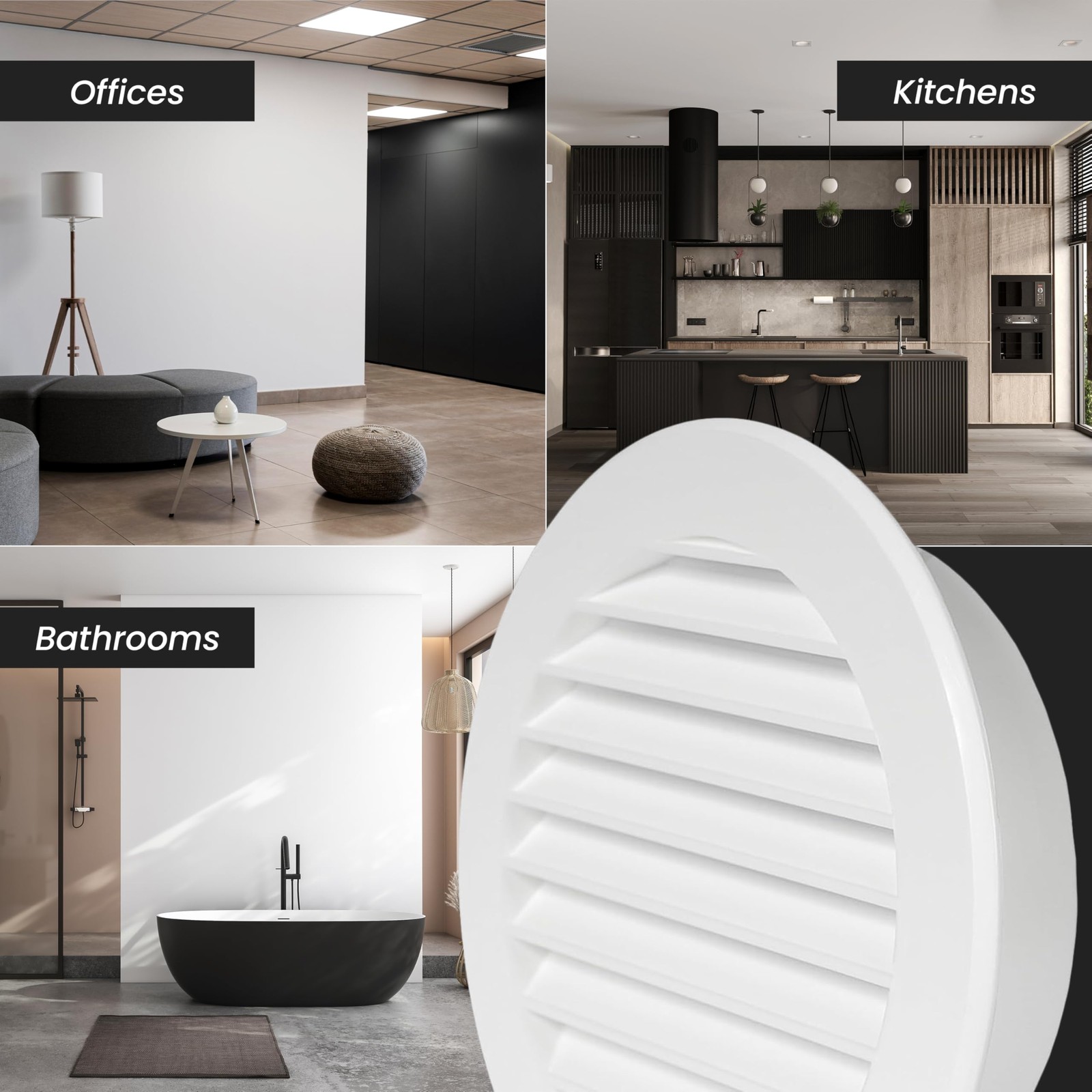 Repa Market 4 Inch Round White Vent Cover/Plastic Air Grille Ø 4″,