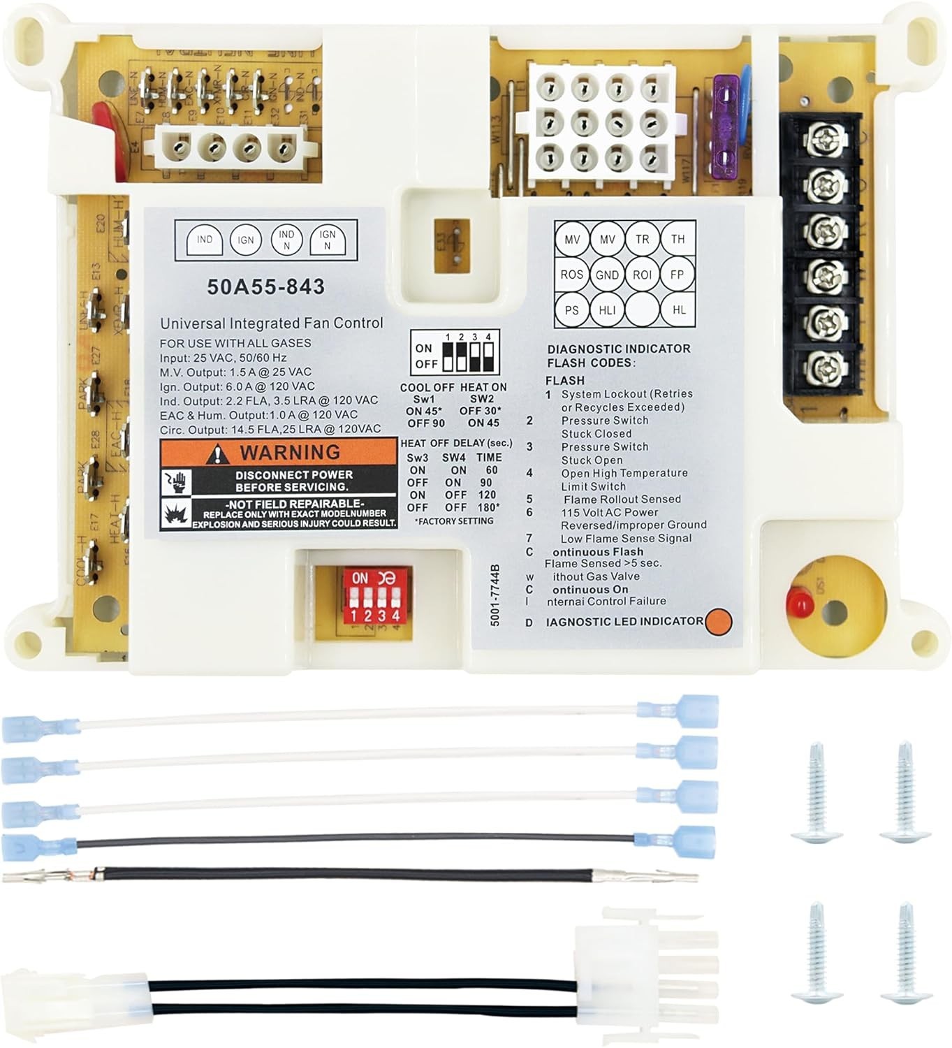 Replacement for White-Rodgers 50A55-843 Furnace / Ignition Control Board MORE!