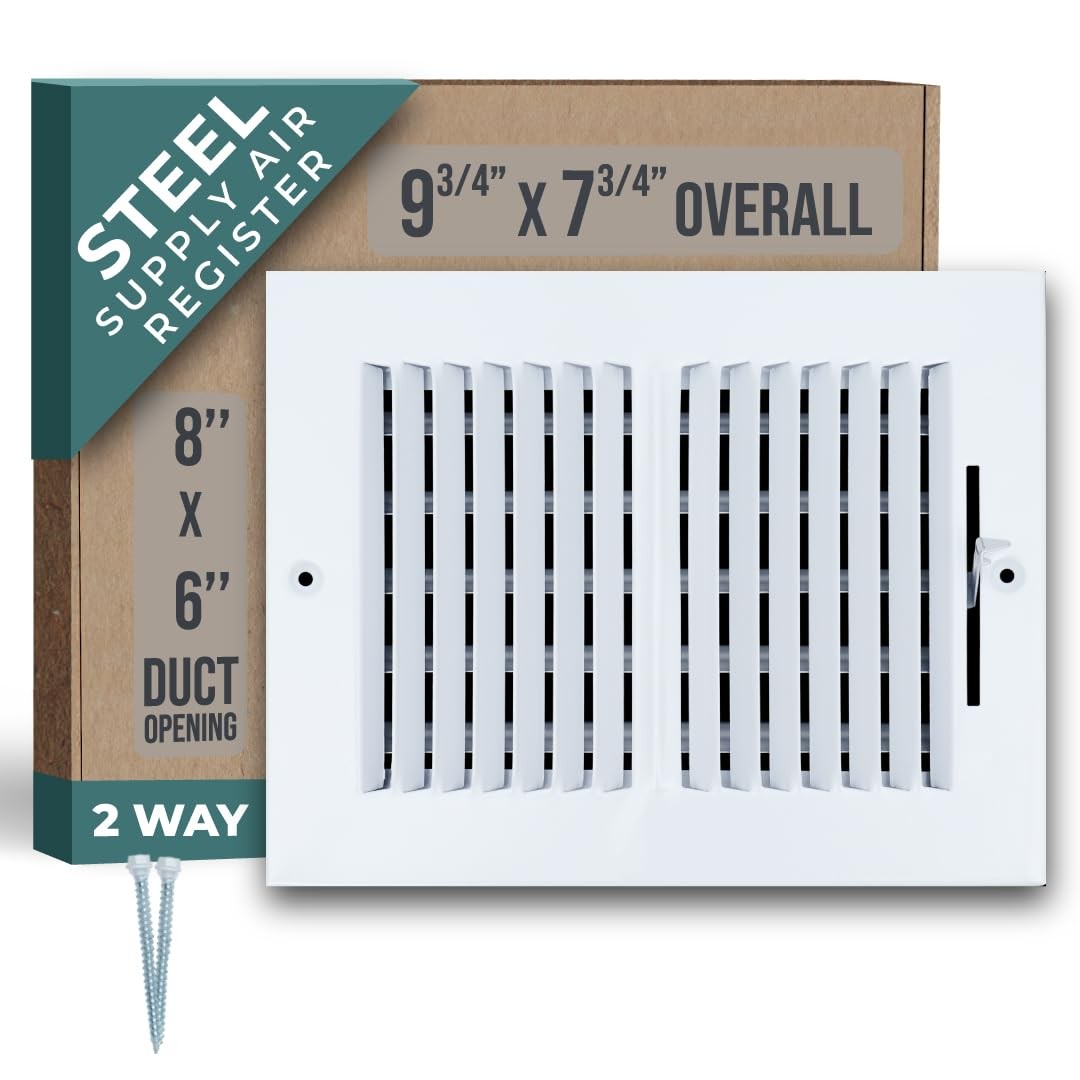 Handua 8×6 Steel Air Supply Diffuser White Ceiling Wall Register Vent Cover