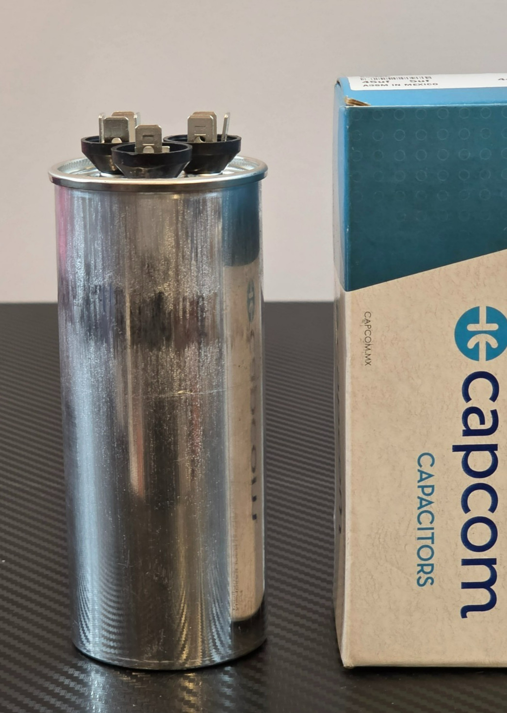 Capcom 45 + 5 UF MFD 440 VAC Replacement Round Run Capacitor # C4455R 27L889