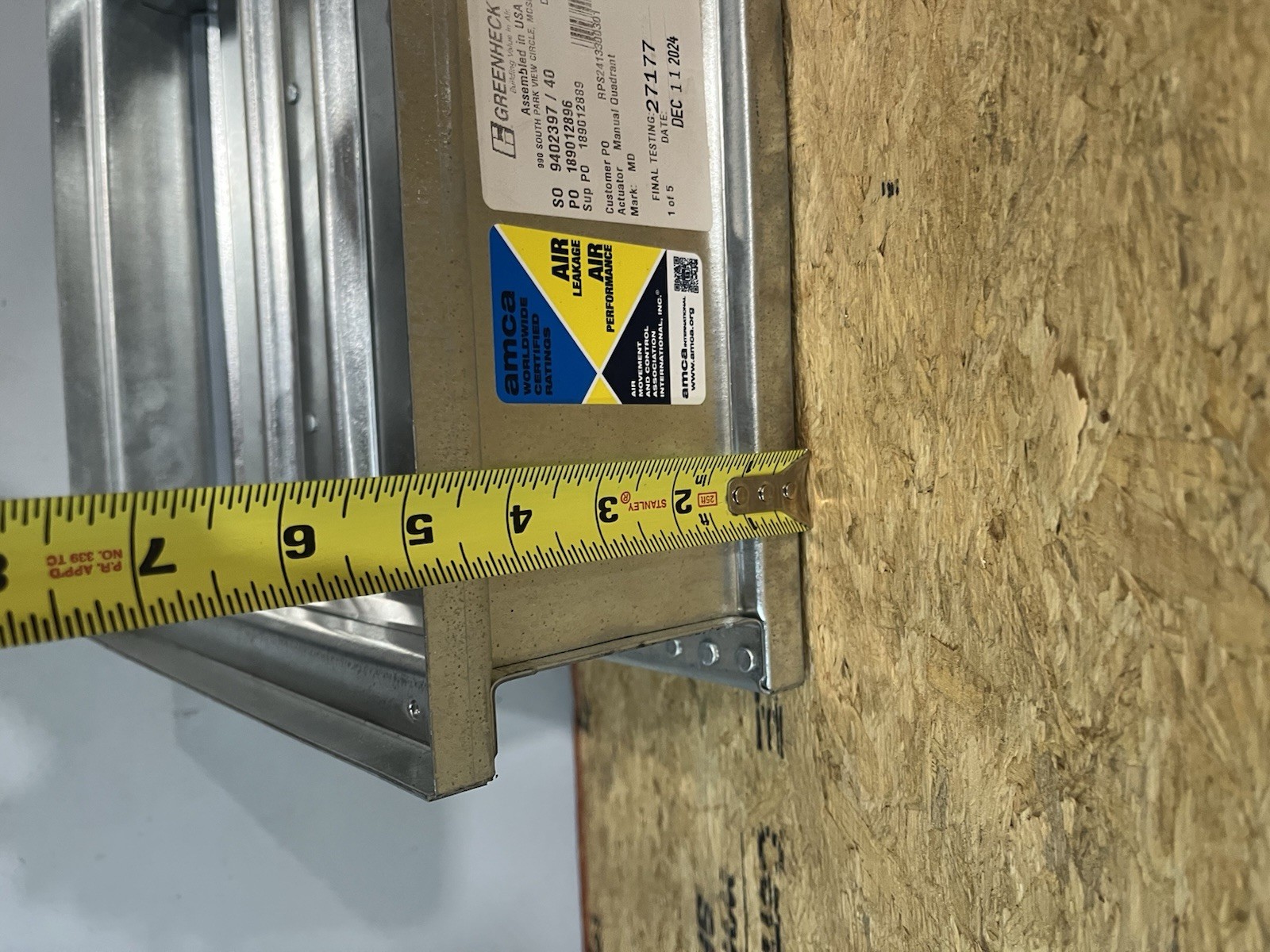 GreenHeck VCD-23 12×12 Low Leakage Control Damper Exhaust Vent Made In USA