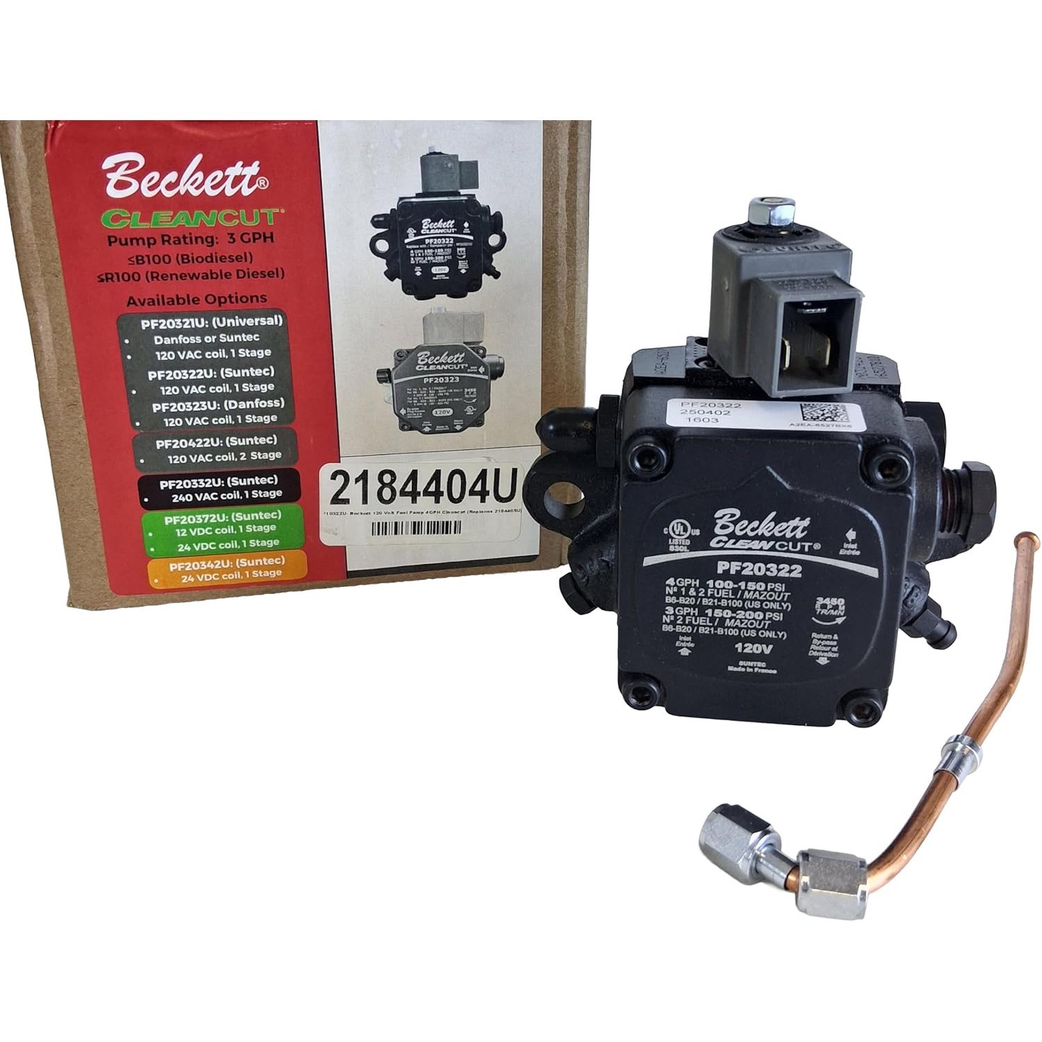 OEM Beckett 2184404U 120 Volt, Cleancut Oil Burner Pump For Related HVAC Systems