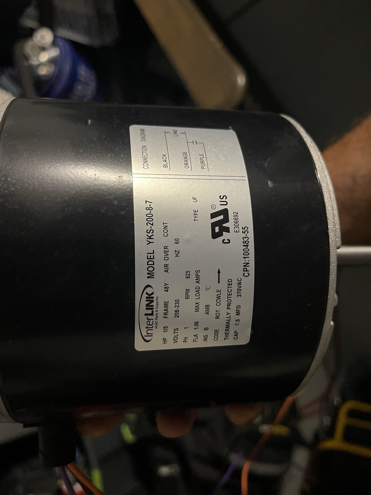 Interlink YSLB-220-8-B002 Lennox 100483-43 Condenser Fan Motor 220V 825RPM