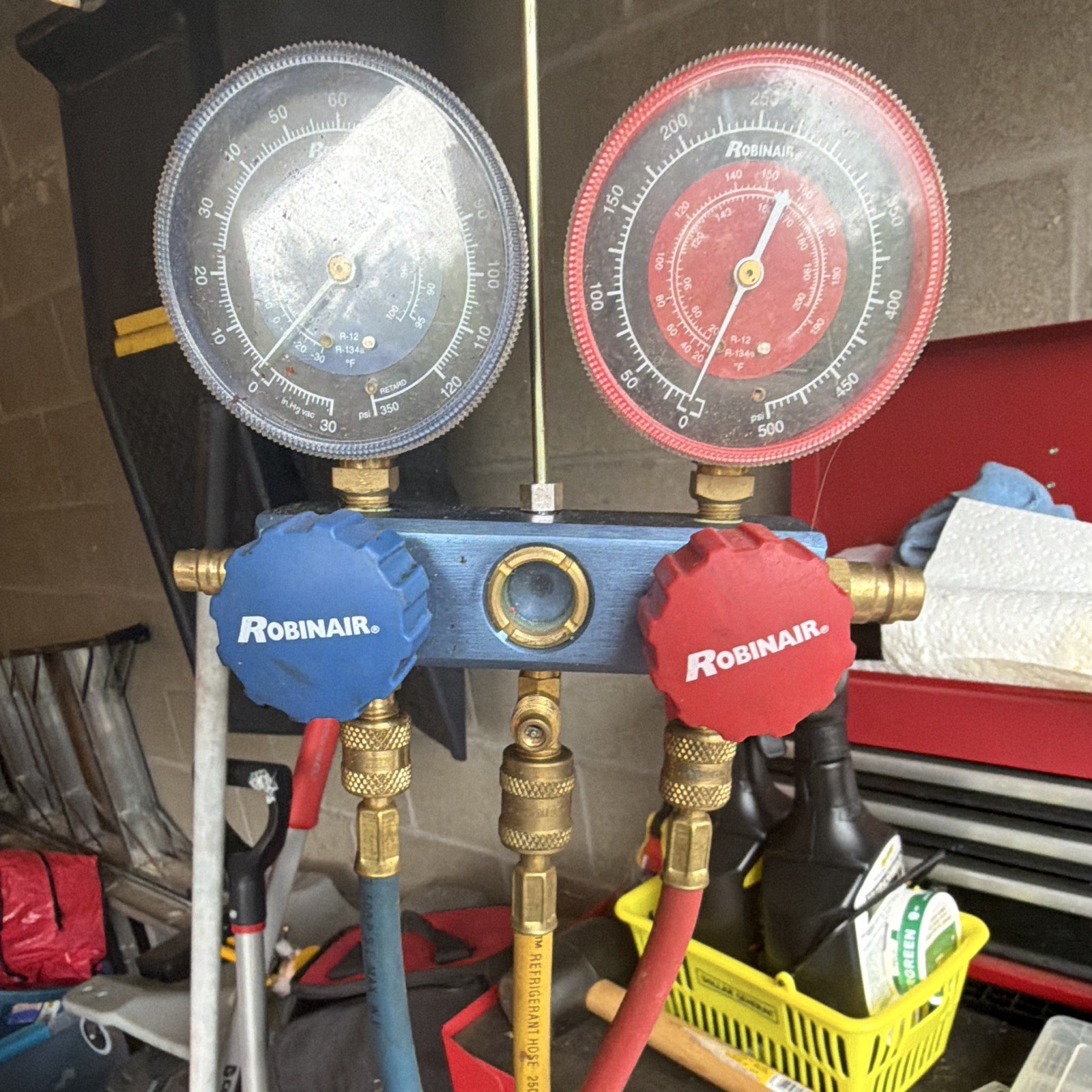 Robinair Enviro-Guard R-134a 3 HVAC Hoses 72in 1/4in 500psi Red/Blue/Yellow