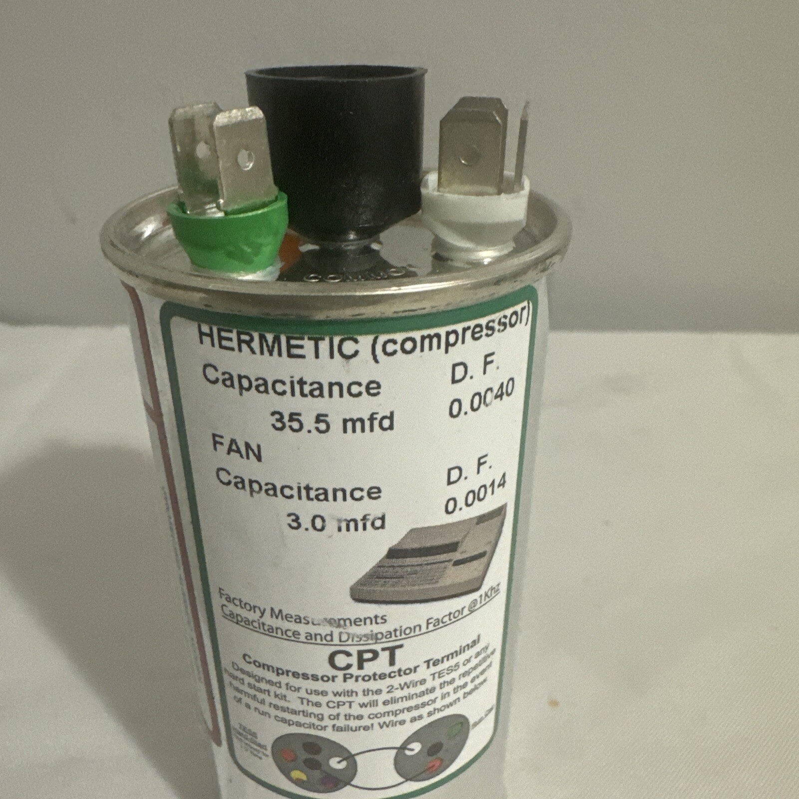 AmRad USA2226BA Round Run Capacitor 35+3 uF MFD 370 / 440 Volt Made in USA