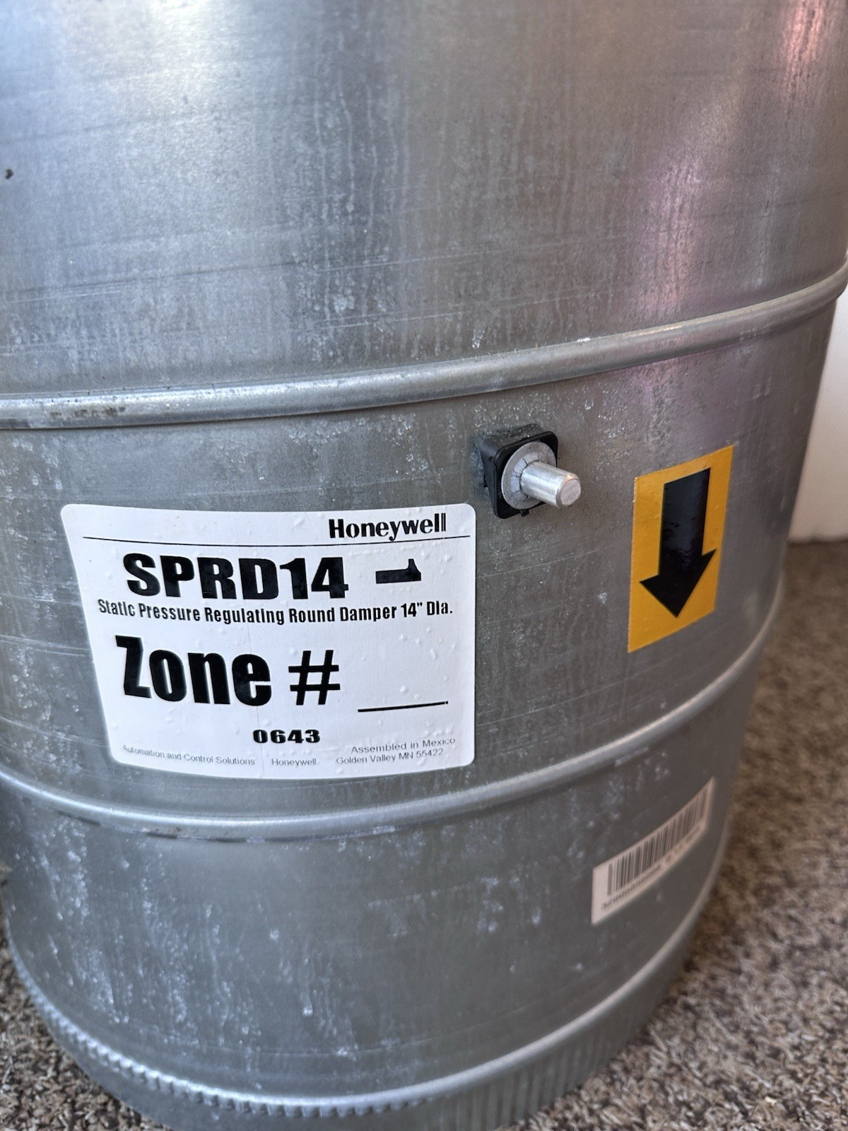 Honeywell SPRD14 Static Pressure Regulating Round Damper 14″ Diameter Zone #0643