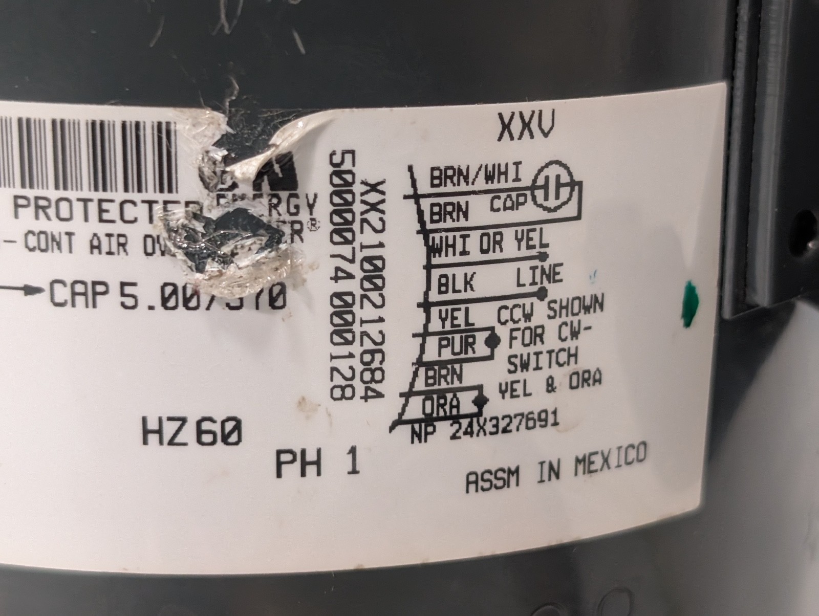 GE 5KCP29LG-8864-S Condenser Fan Blower Motor 1/4HP 115V 60Hz 1075RPM