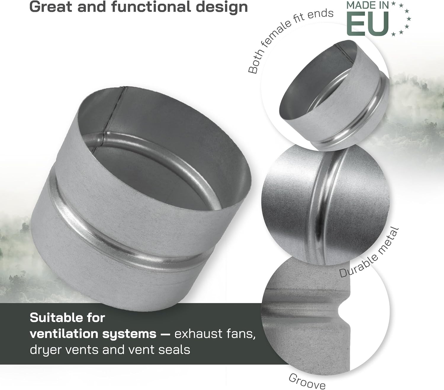 4” Inch Galvanized Steel Duct Connector – round Ventilation Duct Extension – Me