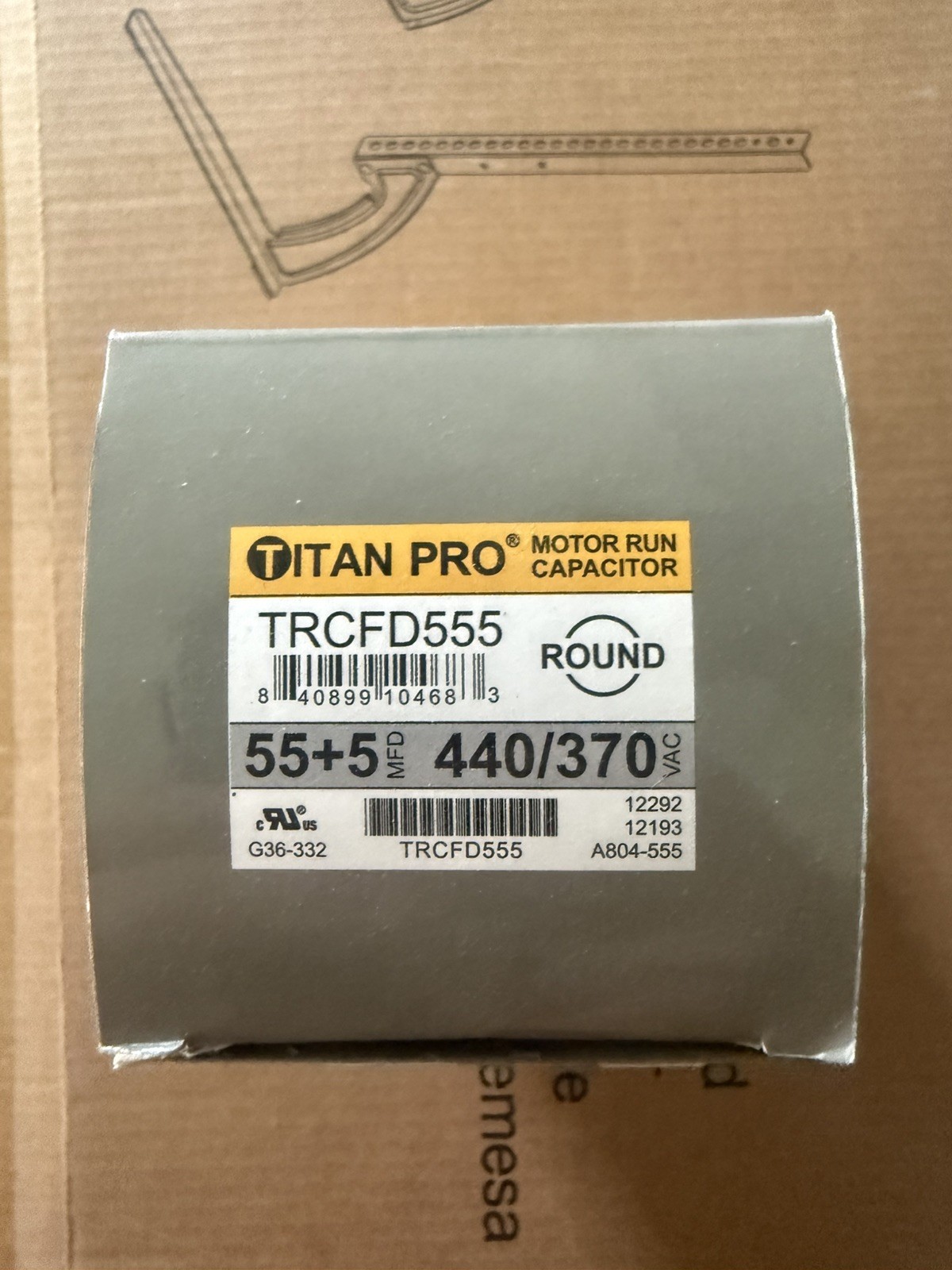 Titan Pro Motor Run Capacitor 55+5 µF Round 440/370 VAC TRCFD555