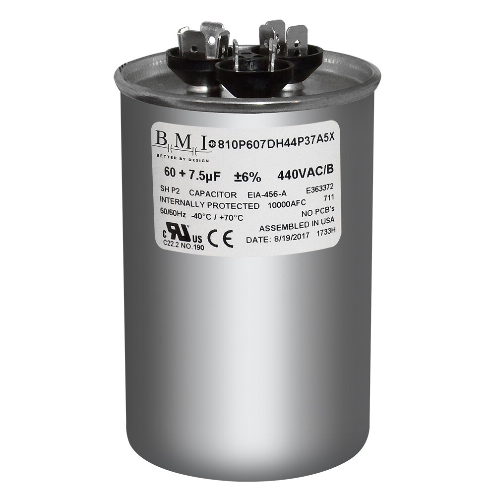 Air Conditioning HVAC Round Dual Motor CBB65D Run Capacitor 60 + 7.5 MFD 440V