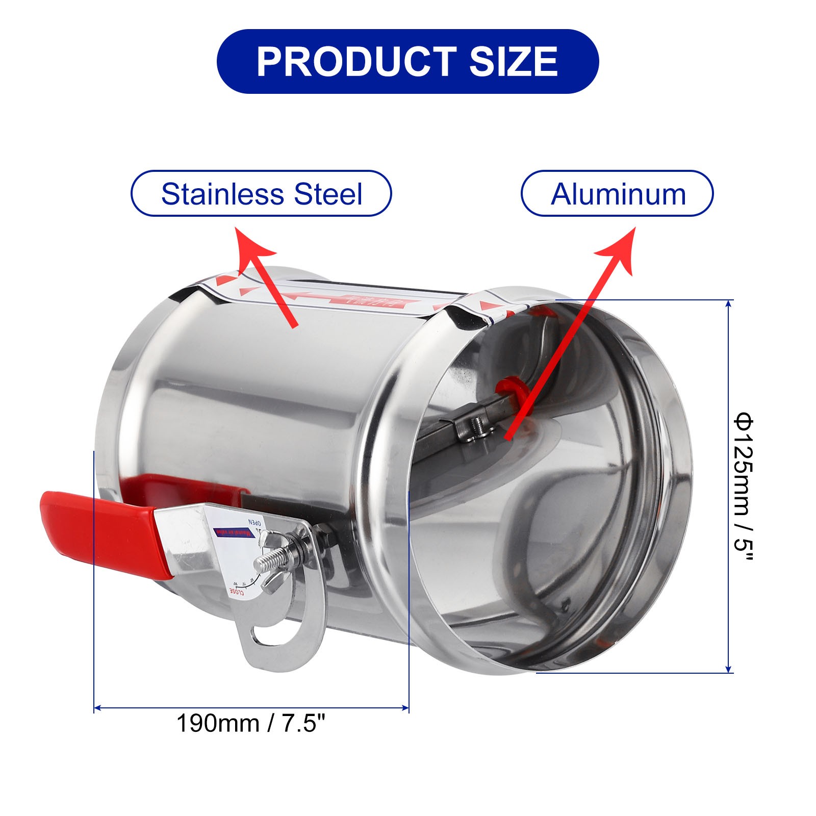 5 Inch Duct Manual Volume Backdraft Damper Vent Damper Control Valve for HVAC