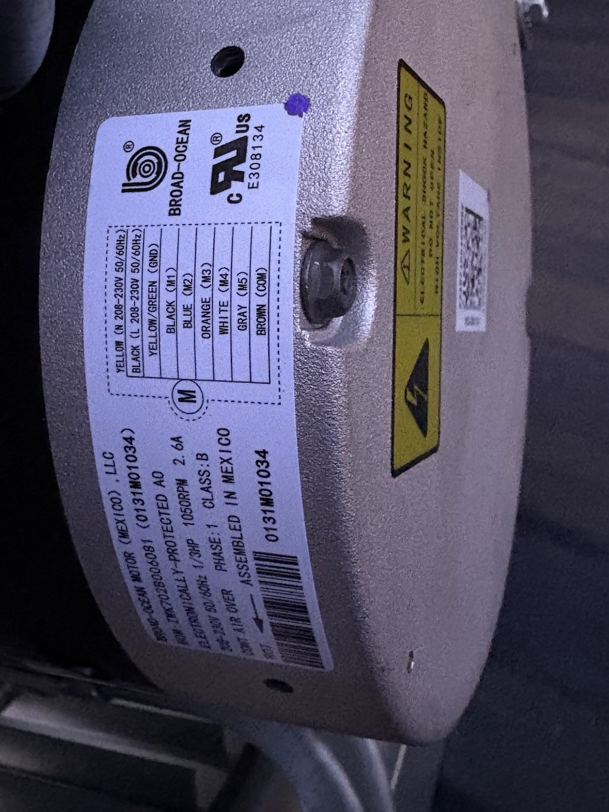 Goodman Blower Assembly 0271A00658 + 0131M01034, Blower Motor 1/3 HP 1050RPM
