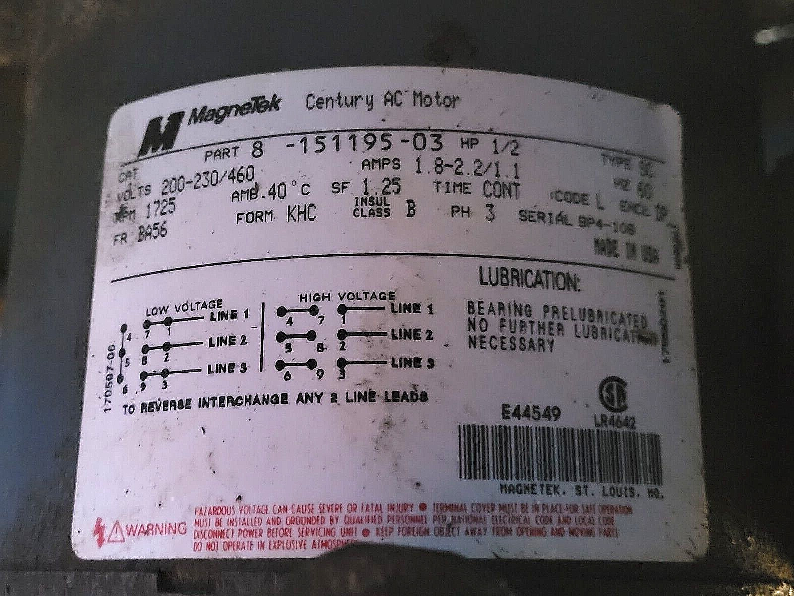 PATTERSON INDUSTRIAL FAN 22″ 1/2HP 3PH 200-230/460V – USED